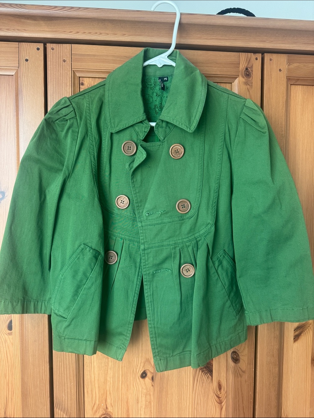 ambition Bright Green Double-Breasted Pea Coat